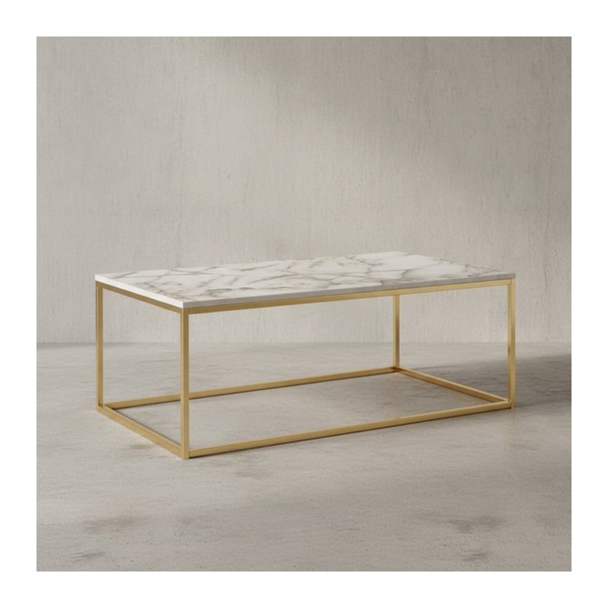 KADIMA DESIGN Couchtisch in Marmor-Optik Serie MARBRIX, rechteckig, Weiß, B/T/H: 100 x 60 x 40 cm - Bild 1