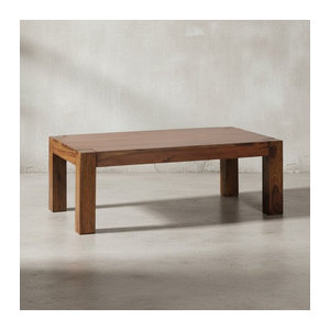 KADIMA DESIGN Couchtisch NAKO aus Akazienholz Massivholz quadratisch Braun B: 110 cm, T: 60 cm, H: 40 cm