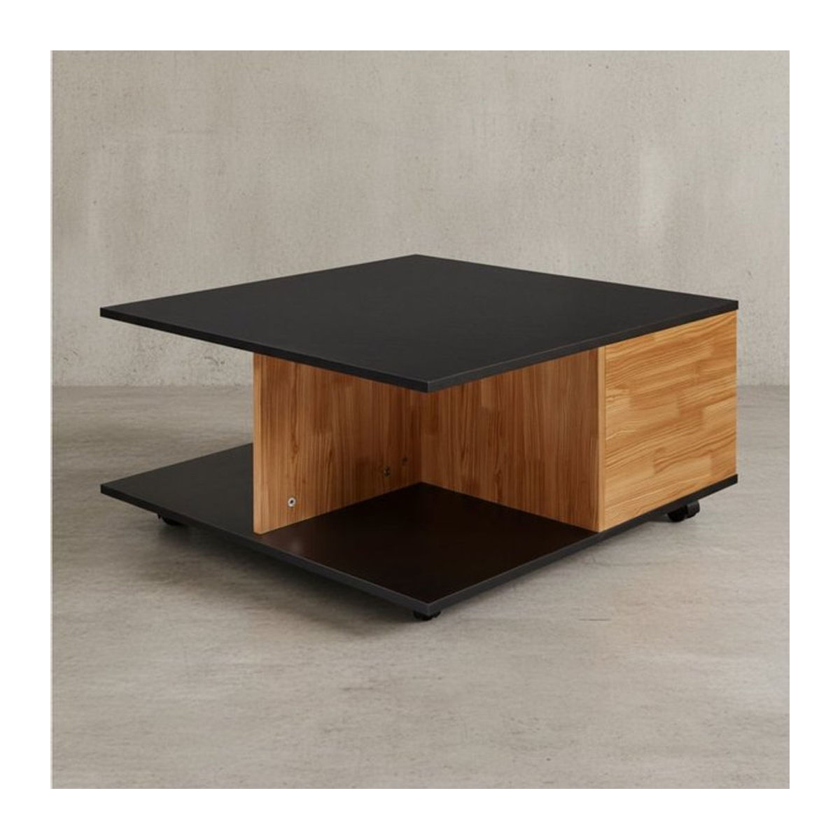 KADIMA DESIGN Couchtisch RAPIDO Modern Quadratisch mit 2 Schubladen und Rollen, Weiß/Anthrazit, B/T/H: 70 x 70 x 36 cm - Bild 1