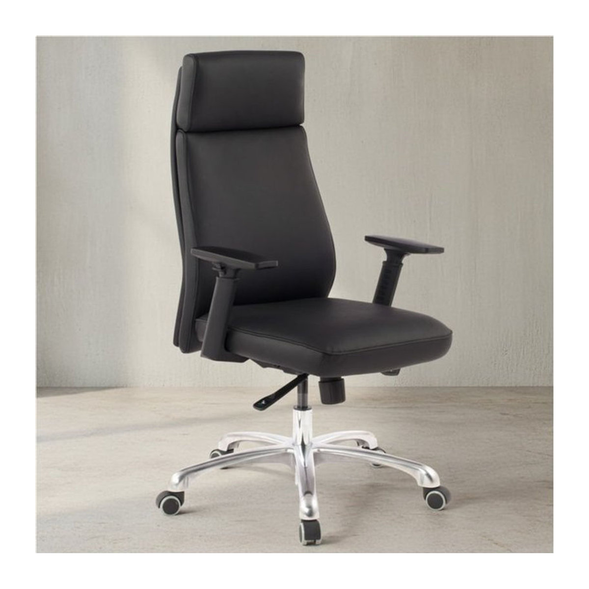 KADIMA DESIGN Echtleder Bürostuhl Baden in Schwarz mit Aluminium-Fußkreuz und ergonomischem Design - Bild 1