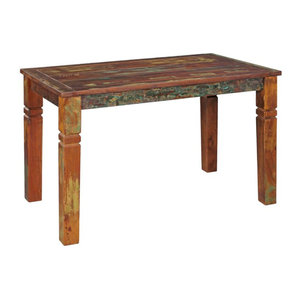 KADIMA DESIGN Esstisch Diana Shabby Chic aus Mango Massivholz in Braun, Rechteckig, B: 120 cm, T: 70 cm