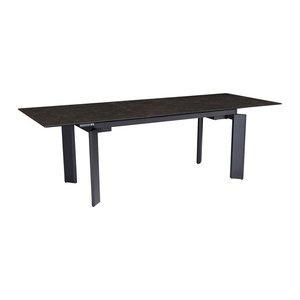 Kadima Design Esstisch Malta Kollektion im Industrial Style aus Keramik und Glas in Schwarz, ausziehbar von 180 cm auf 240 cm, rechteckig