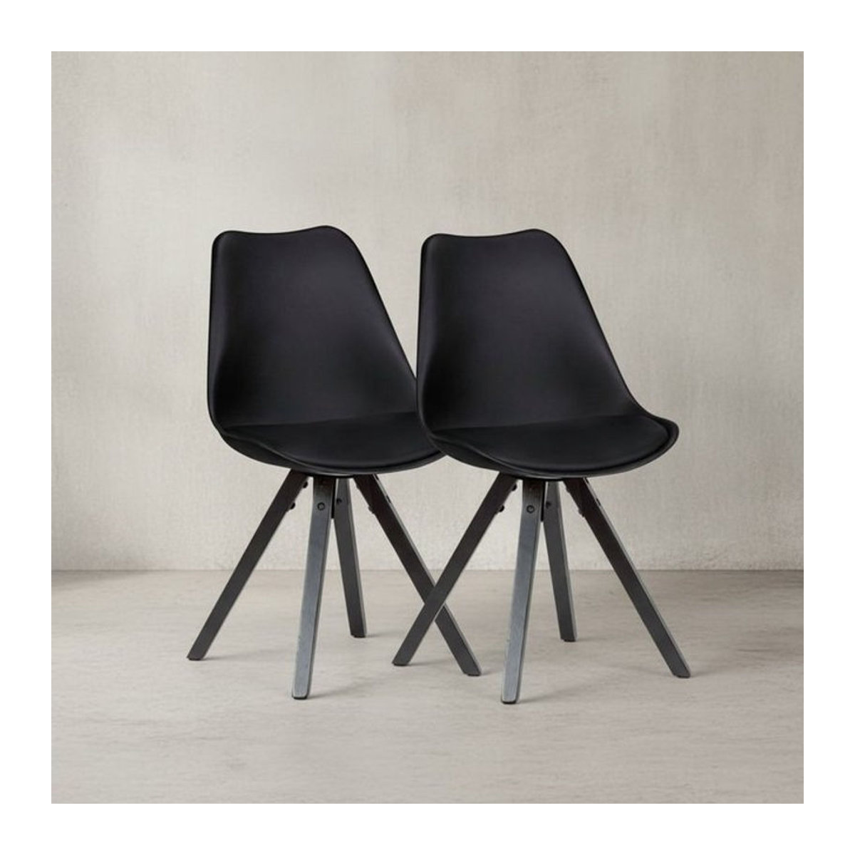 KADIMA DESIGN Esszimmerstuhl LUND in Schwarz mit Kunstleder und Holzbeinen - Bild 1