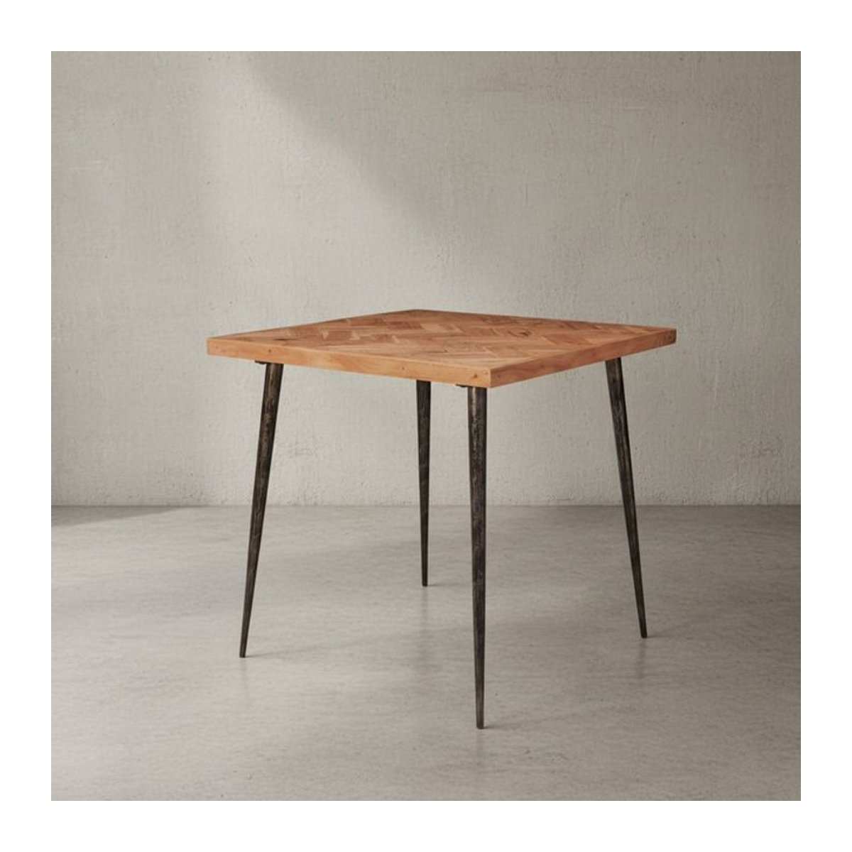 KADIMA DESIGN Industrial Esstisch aus Akazien-Massivholz in Braun mit Metallbeinen, quadratisch, B/T/H: 80 x 80 x 76 cm - Bild 1