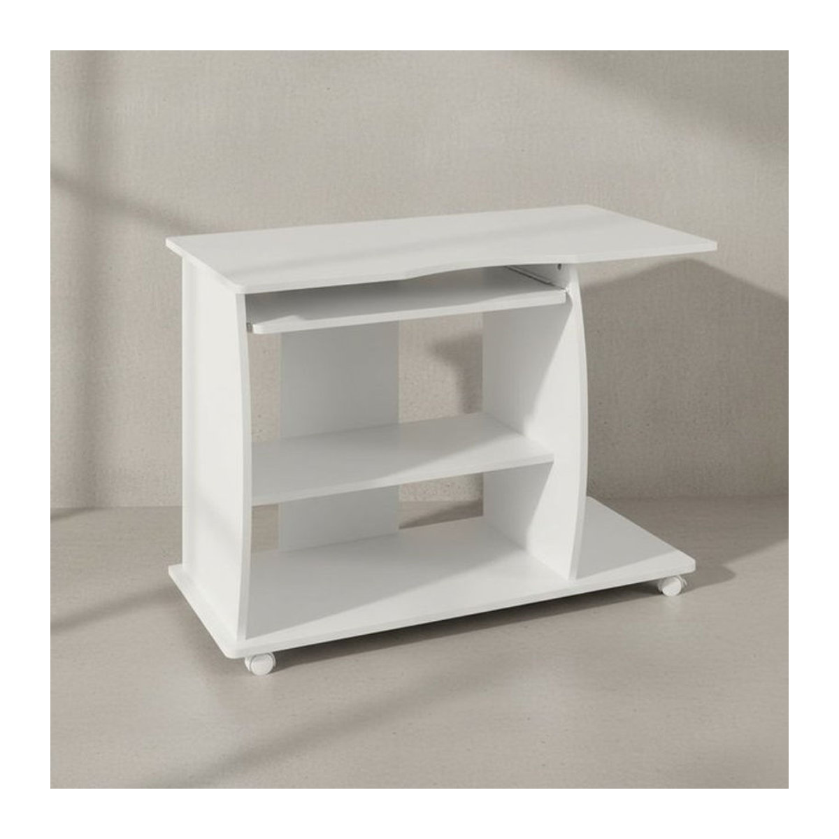 KADIMA DESIGN Laptoptisch Computertisch in Weiß mit Stauraum und Rollen, B/T/H: 90 x 50 x 71 cm - Bild 1