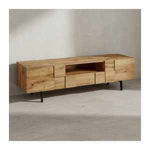 KADIMA DESIGN Lowboard in Eiche Natur im Industrial Design mit Metall und Holzwerkstoff, B/T/H: 160 x 46 x 43 cm