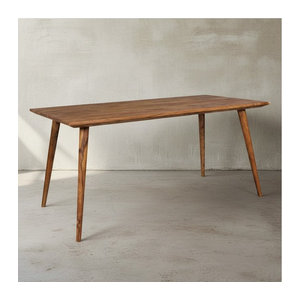 KADIMA DESIGN Massivholz Esstisch SAVIO in Braun im Retro Landhausstil, Rechteckig, B: 160 cm, T: 80 cm, H: 76 cm
