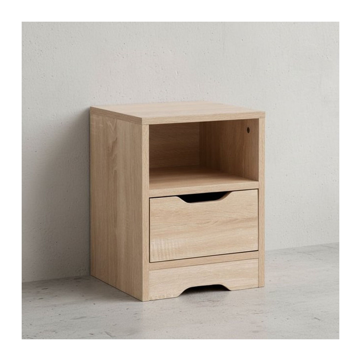 KADIMA DESIGN Moderne Nachtkonsole ILM in Natur, Skandinavisches Design mit Schublade und Regalfach, B/T/H: 43 x 31 x 31 cm - Bild 1