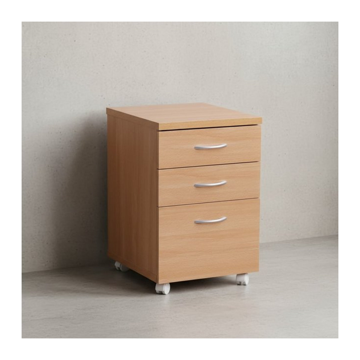 KADIMA DESIGN Moderner Büro Rollcontainer in Buche mit 3 Schubladen und Aluminiumgriffen, Farbe: Braun, B/T/H: 60 x 45 x 40 cm - Bild 1