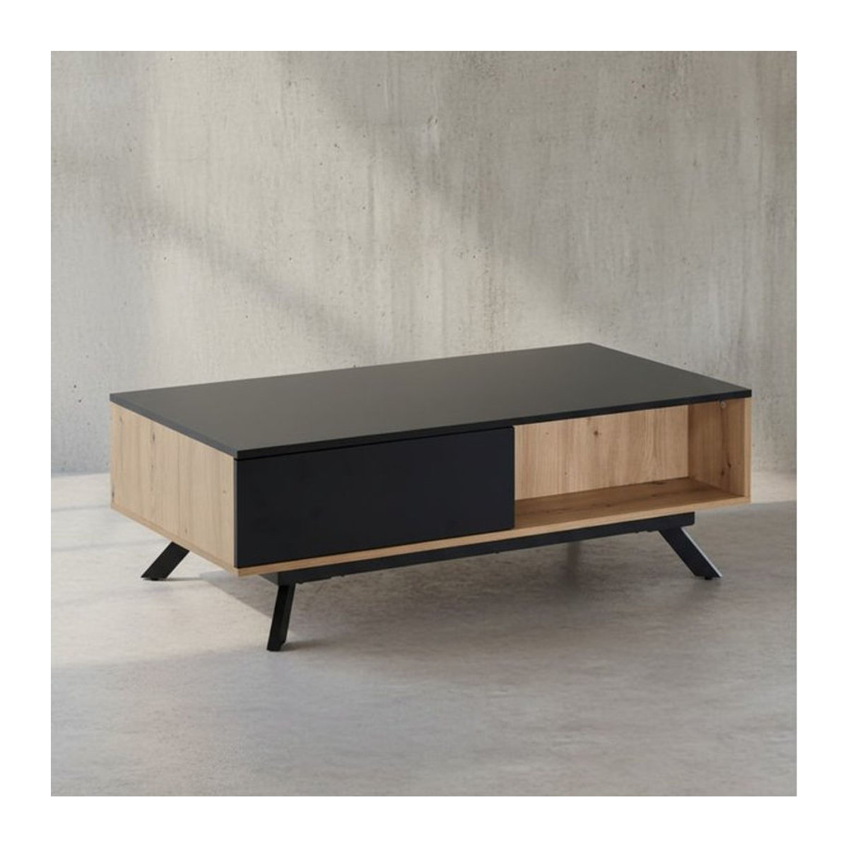 KADIMA DESIGN Moderner Couchtisch mit Stauraum in Schwarz/Weiß, Rechteckig, B/T/H: 110 x 60 x 38 cm - Bild 1