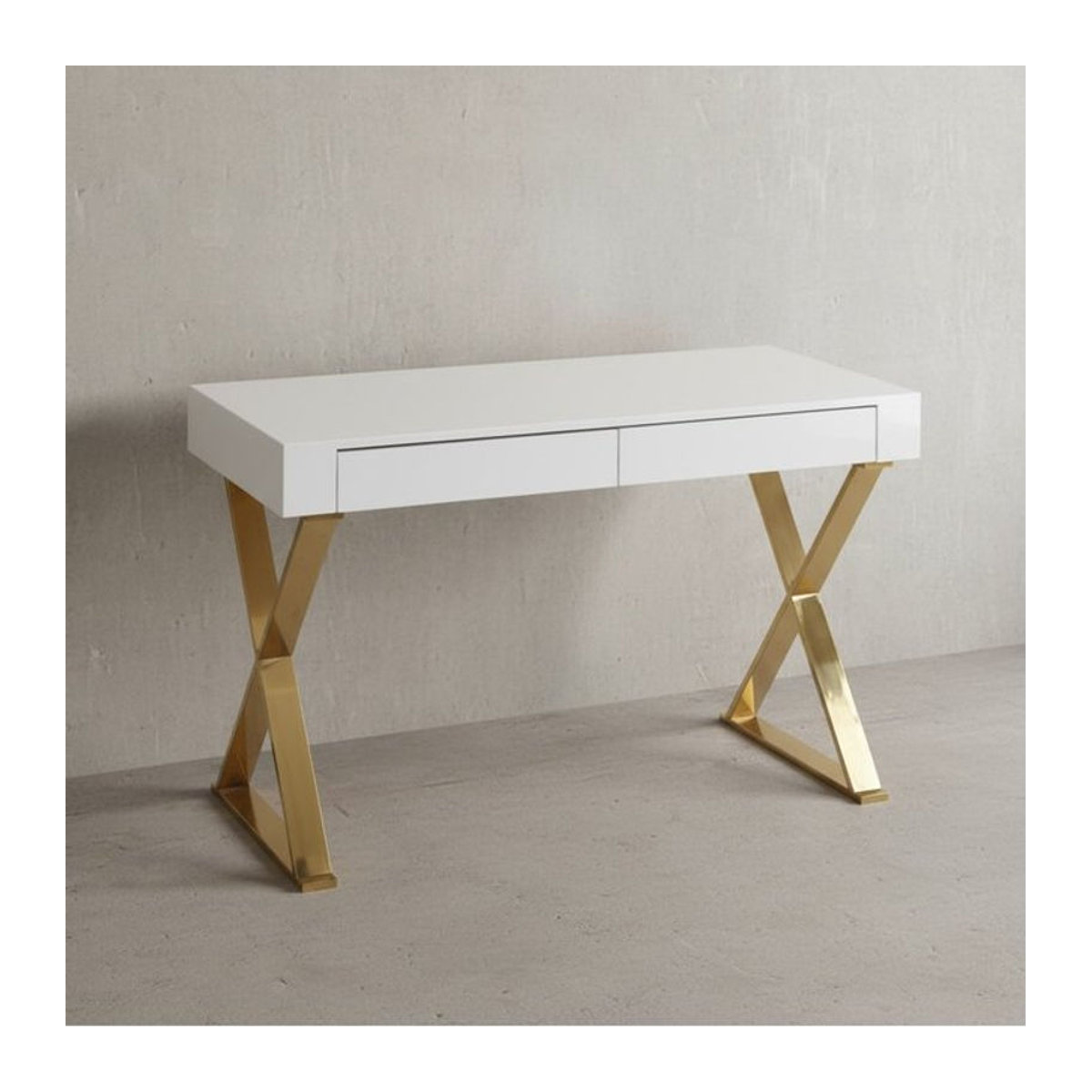 KADIMA DESIGN Moderner Schreibtisch in Weiß mit Edelstahlbeinen - Bild 1