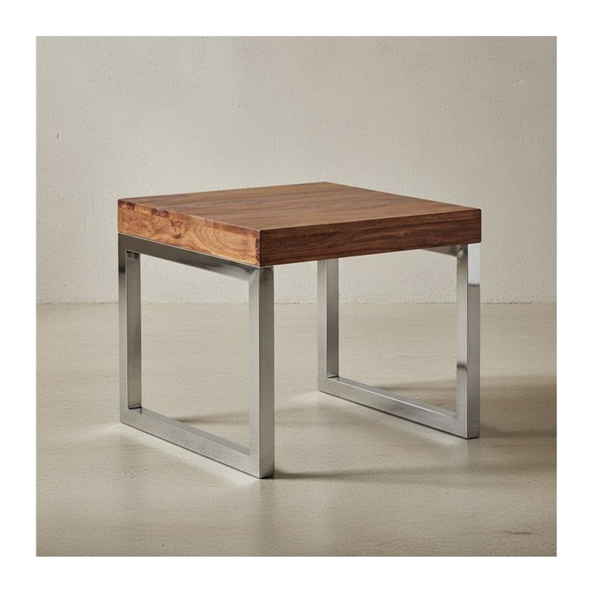 KADIMA DESIGN Quadratischer Couchtisch aus Sheesham-Massivholz und Metall in Braun, B/T/H: 60 x 40 x 45 cm - Bild 1