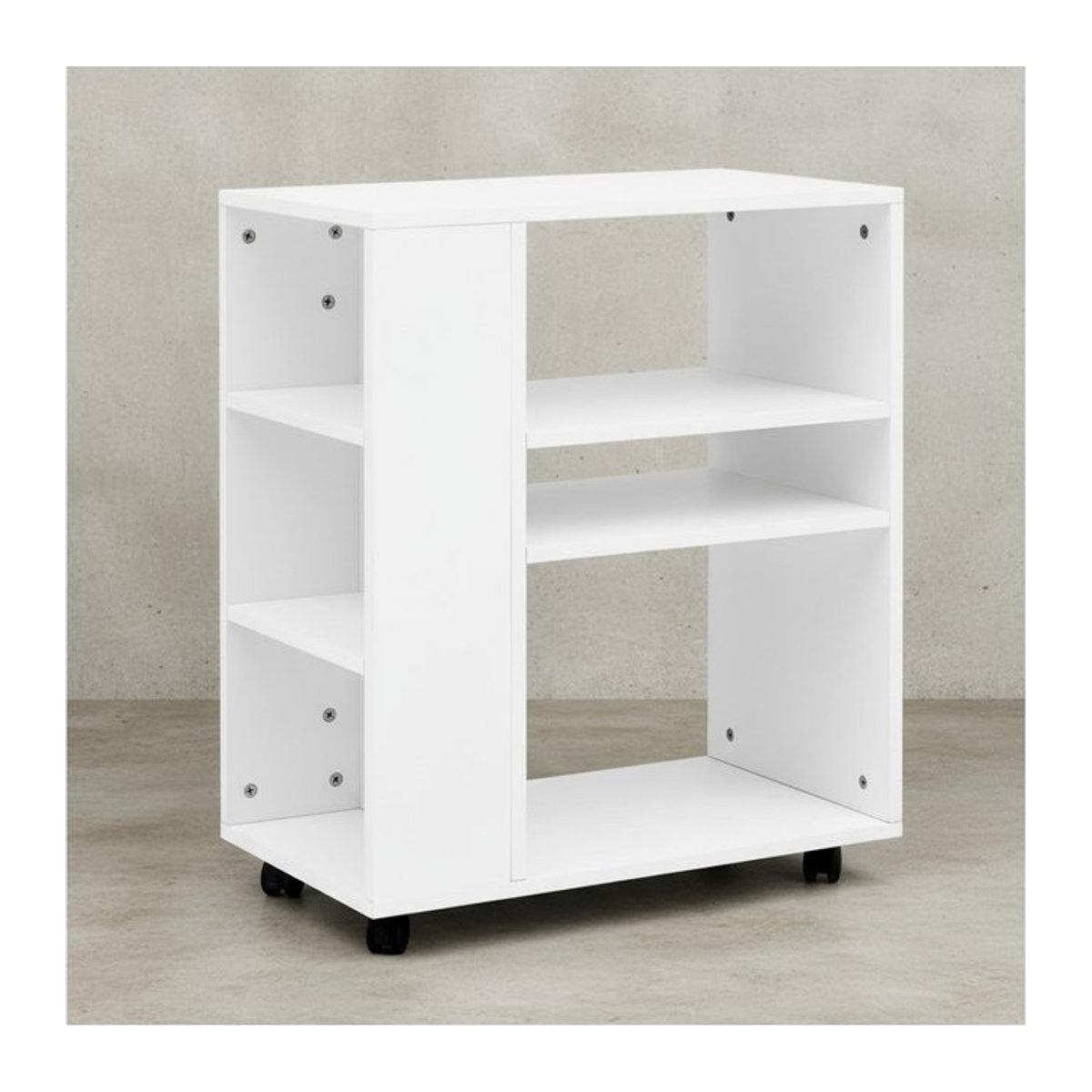 KADIMA DESIGN Regal BRENTA Multifunktionsmöbel in Weiß mit Rollen und modernem Design, B/T/H: 60 x 35 x 60 cm - Bild 1