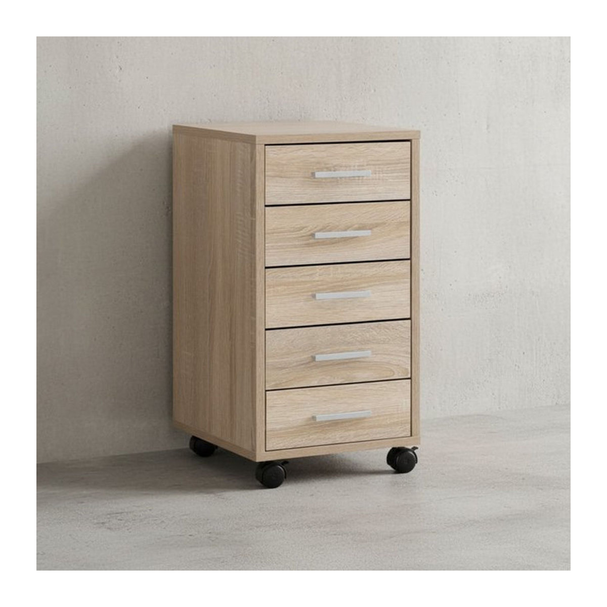 KADIMA DESIGN Rollcontainer ITTER in Natur mit 5 Schubladen aus Holzwerkstoff und Kunststoff im skandinavischen Design - Bild 1