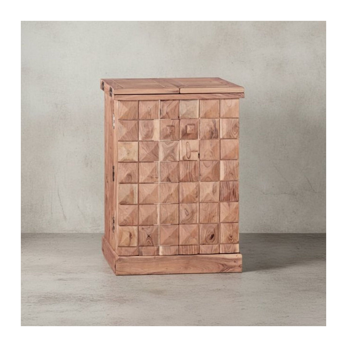 KADIMA DESIGN SAAR Hausbar aus Massivholz Akazie in Natur, ausklappbare Weinbar und Barschrank mit Türen, B/T/H: 65 x 50 x 91 cm - Bild 1