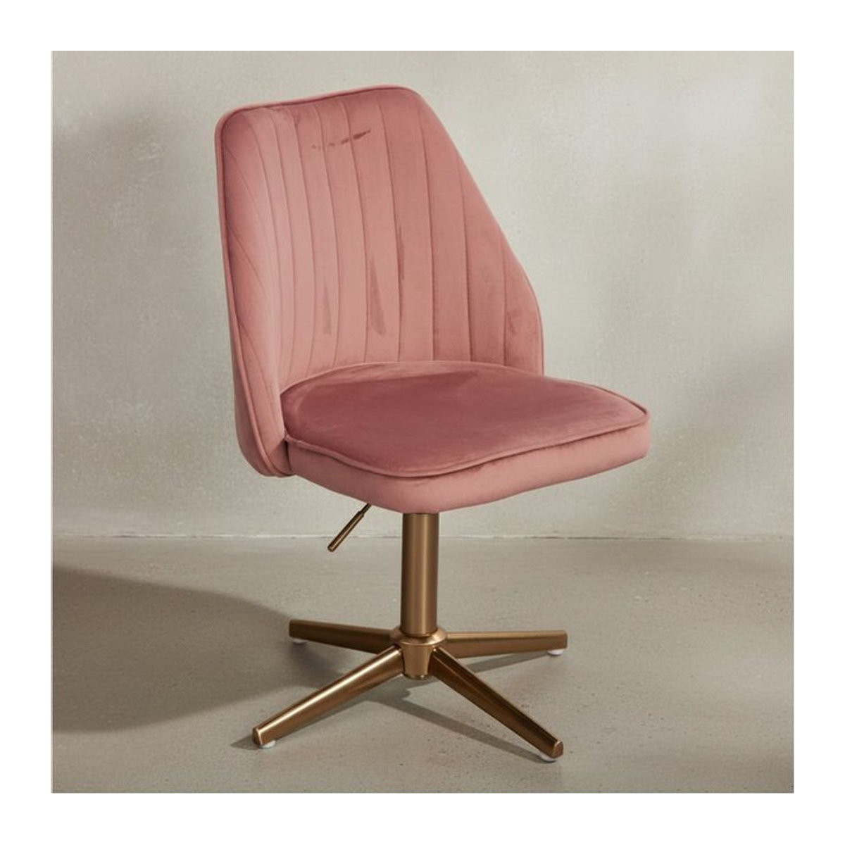 KADIMA DESIGN Samt Drehstuhl TANARO in Rosa, höhenverstellbar und 360 Grad drehbar mit Eisenuntergestell, Belastbarkeit bis 120 kg - Bild 1