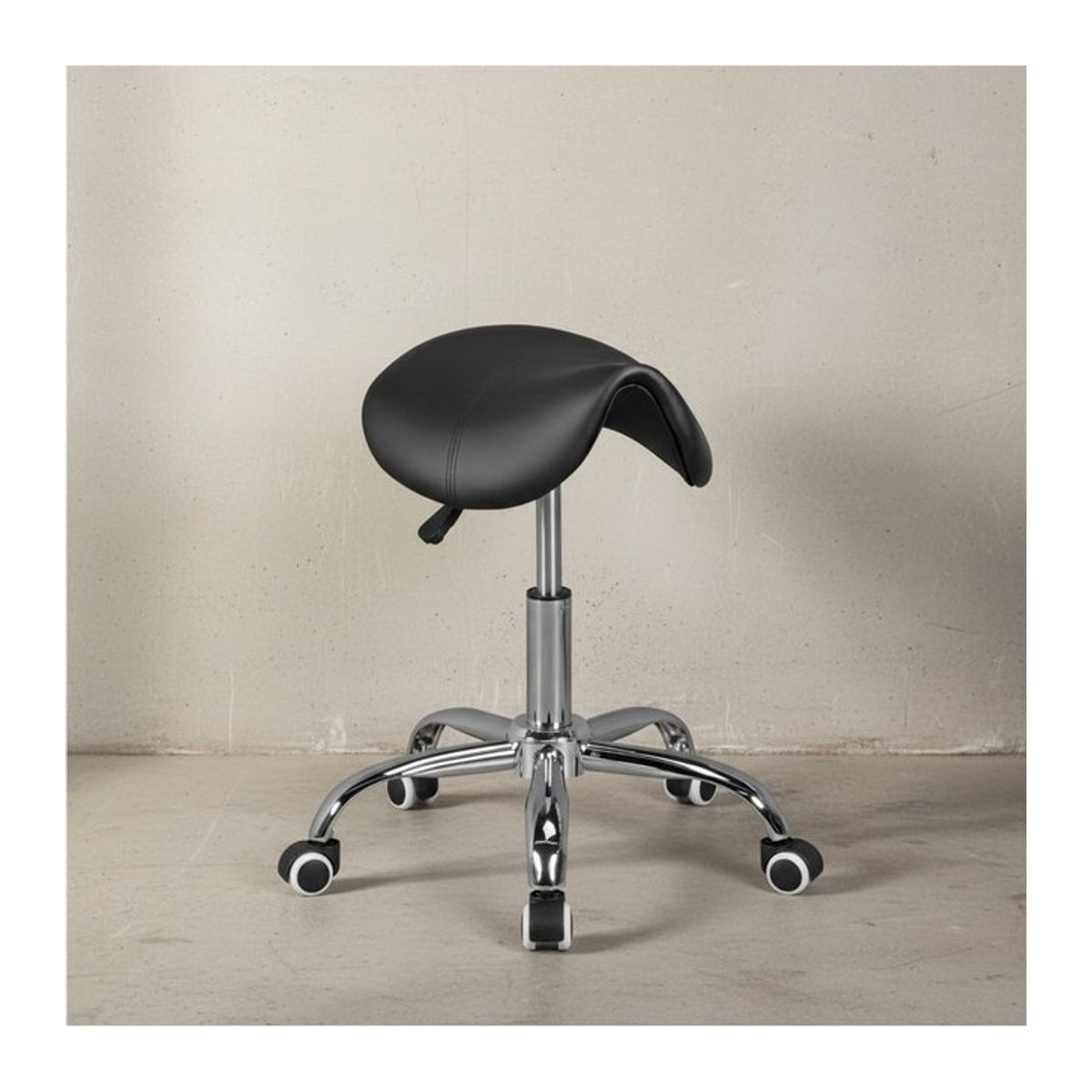 KADIMA DESIGN Sattelhocker BEVANO ergonomischer Hocker aus Kunstleder mit Chromgestell, höhenverstellbar, Schwarz oder Weiß - Bild 1