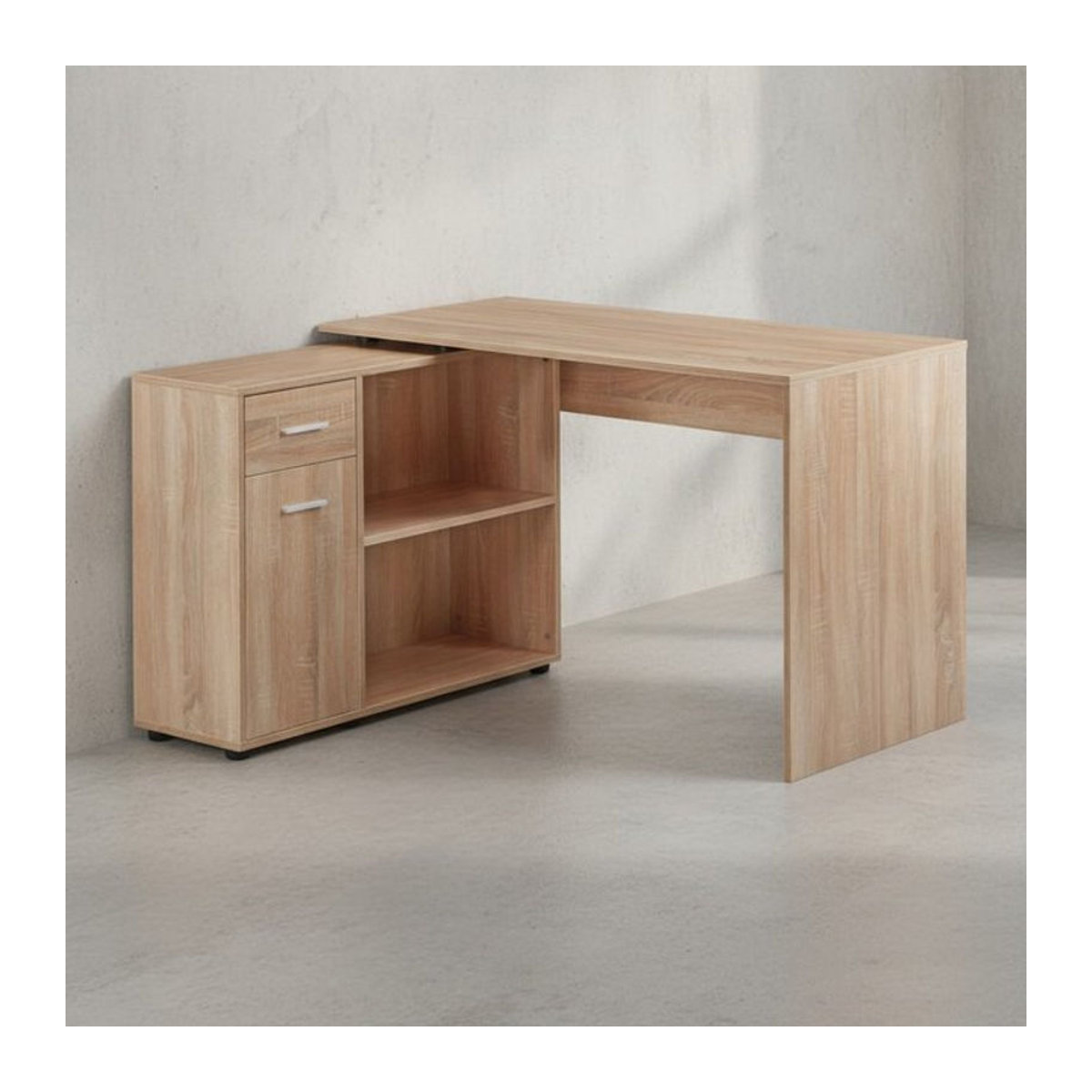 KADIMA DESIGN Schreibtisch mit integriertem Regal und Schublade in Sonoma, Modern, B: 120 cm, T: 107 cm, H: 75 cm - Bild 1