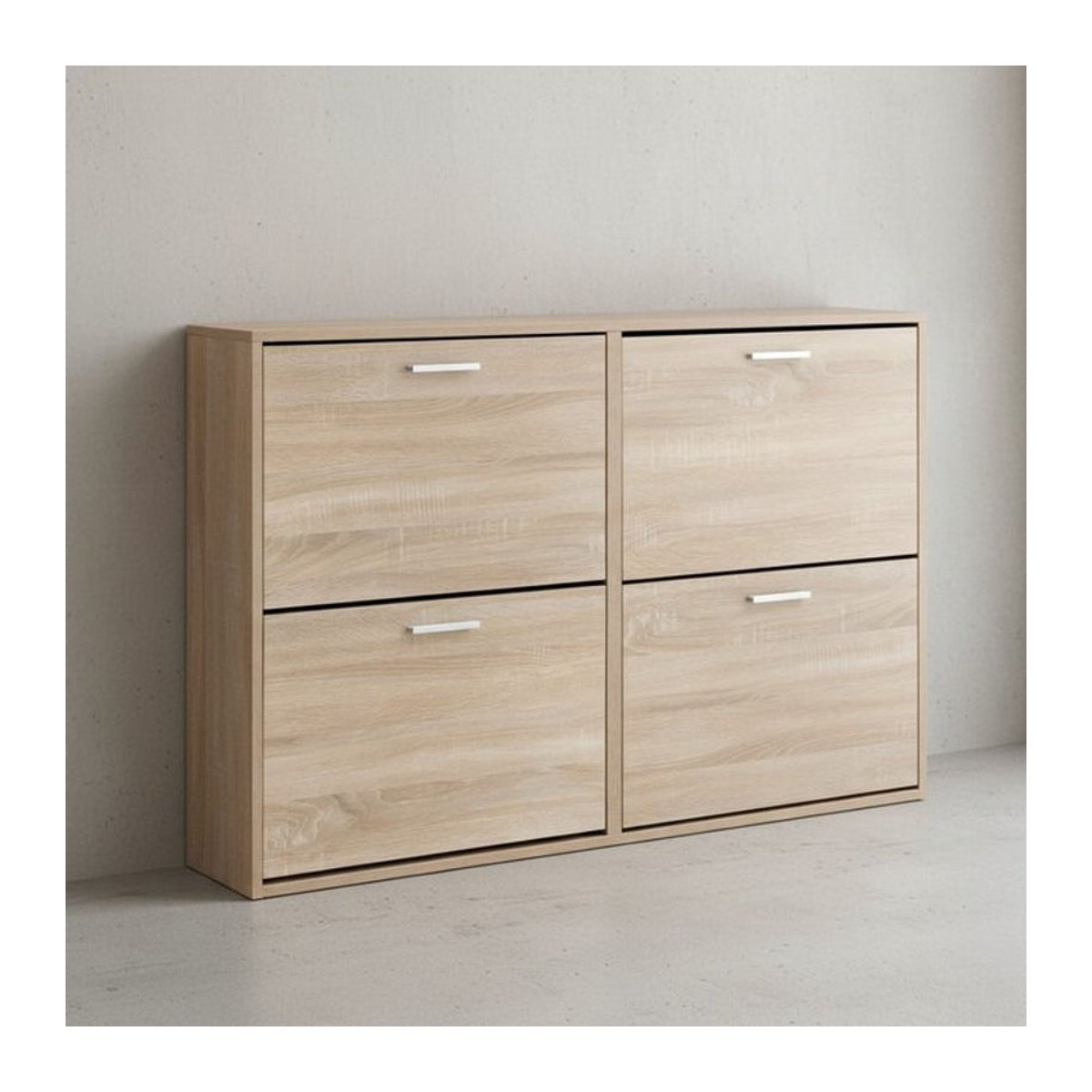 KADIMA DESIGN Schuhschrank NIDDA in Eiche Natur mit 4 Falttüren und 8 Schuhablagen - Bild 1