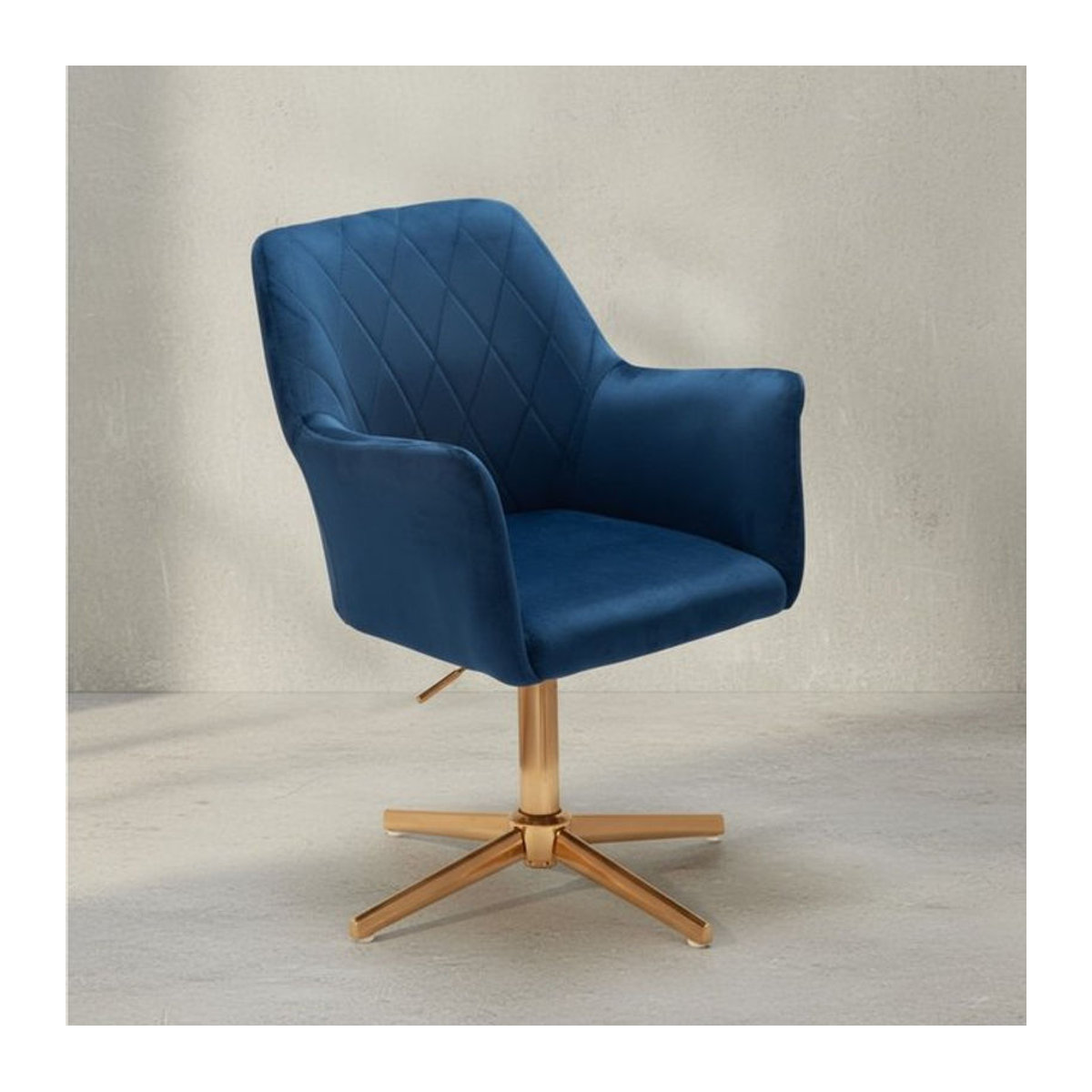 KADIMA DESIGN Sessel-Drehstuhl TANARO in Blau mit Samtbezug und Armlehnen - Bild 1