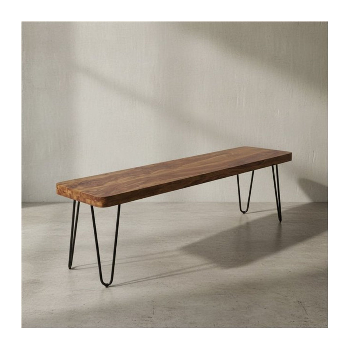 KADIMA DESIGN Sitzbank BALU aus Massivholz in Natur mit Metallbeinen im Landhaus- und Industrial-Stil - Bild 1