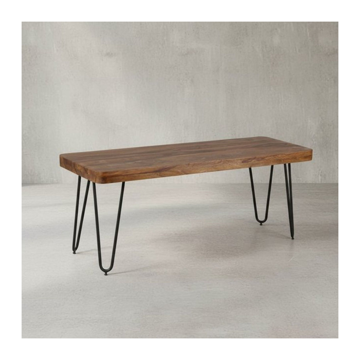 KADIMA DESIGN Sitzbank BALU aus Massivholz und Metall in Braun im Landhaus- und Industrial-Stil - Bild 1