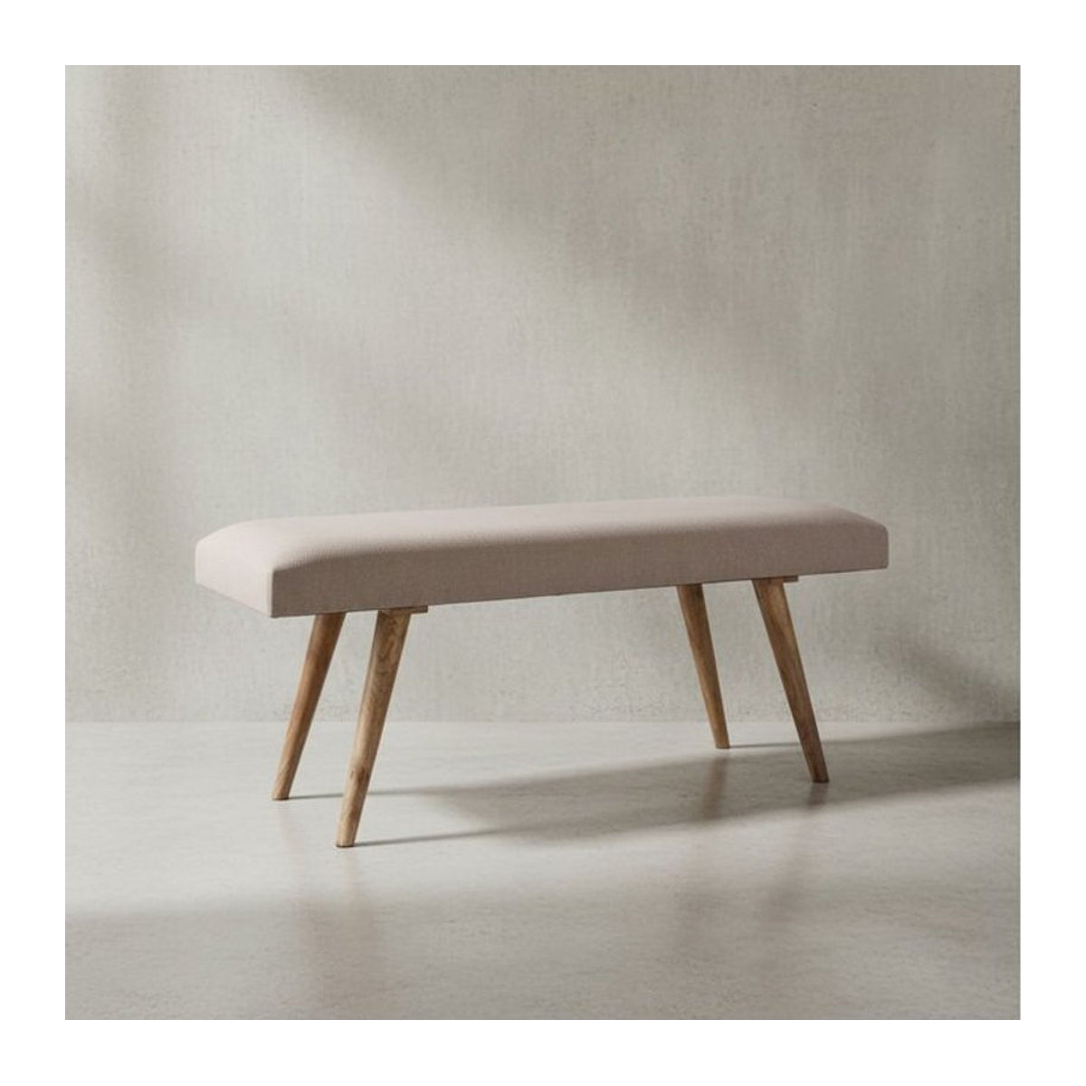 KADIMA DESIGN Sitzbank SILE in Beige mit Stoffbezug und Massivholz im Retro-Skandinavisch-Stil - Bild 1
