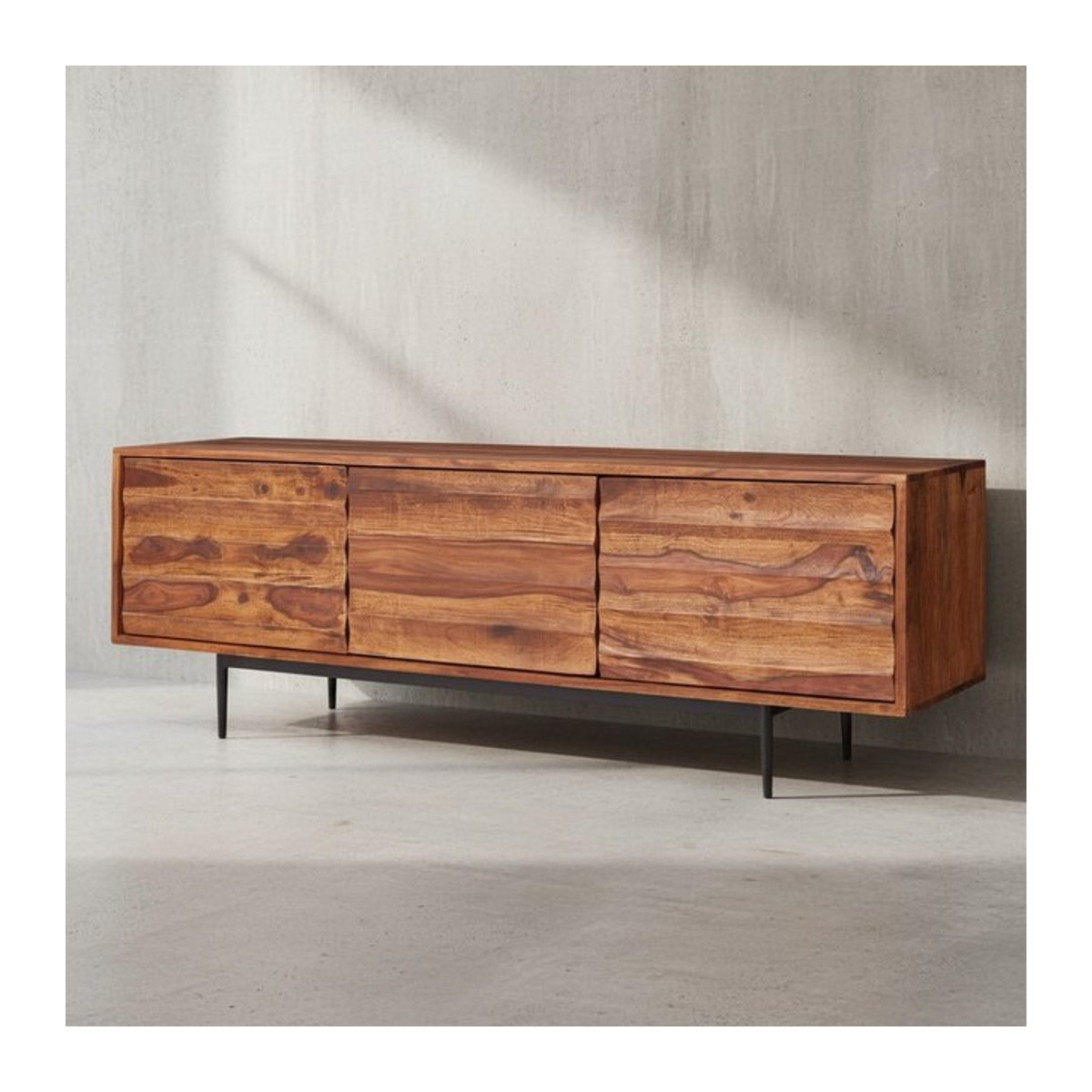 KADIMA DESIGN TV-Lowboard im Industrial-Stil aus Massivholz und Stahl in Braun - Bild 1