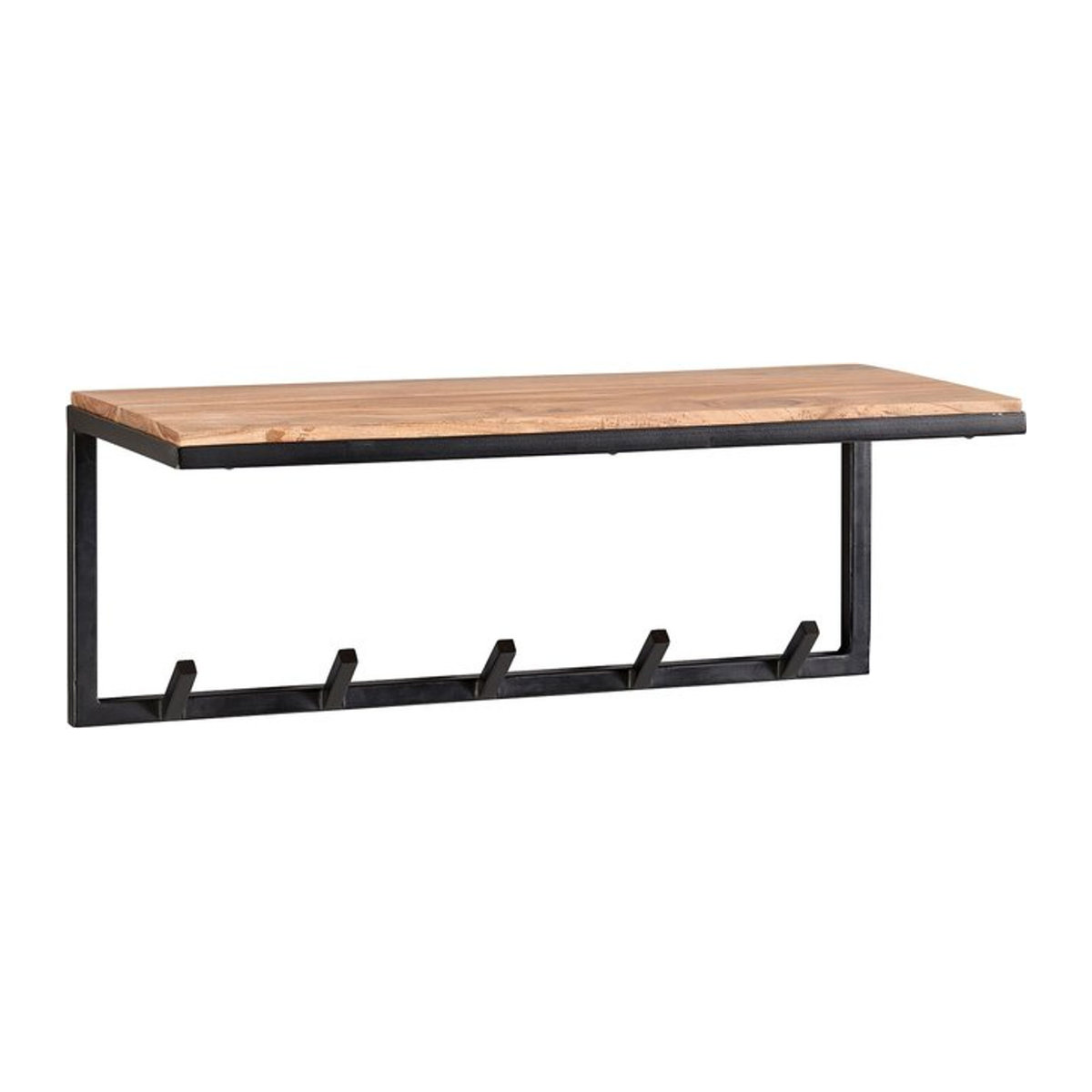 KADIMA DESIGN Wandgarderobe aus Akazienholz und Metall in Braun im Industrial Design, B/T/H: 70 x 27 x 30 cm - Bild 1