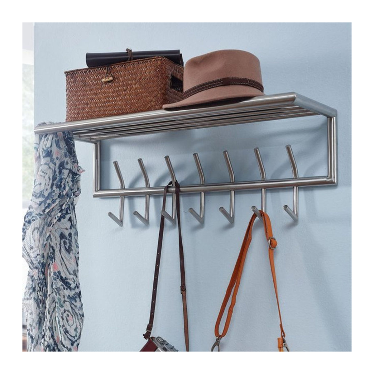 KADIMA DESIGN Wandgarderobe aus Edelstahl in minimalistischem Design, B/H/T: 75 x 30 x 29 cm - Bild 1