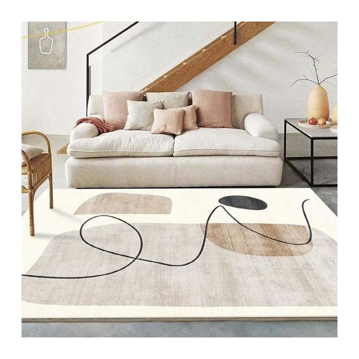 KADUO Nordischer Wohnzimmerteppich in Weiß, verdickter Teppich für Wohnzimmer und Schlafzimmer, B/B: 50 x 80 cm - Bild 1