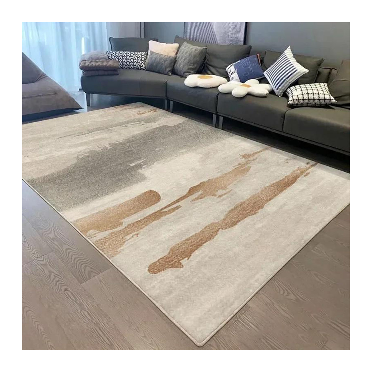 KADUO Nordischer Wohnzimmerteppich in Weiß, verdickter Teppich für Wohnzimmer und Schlafzimmer, B/B: 50 x 80 cm - Bild 3