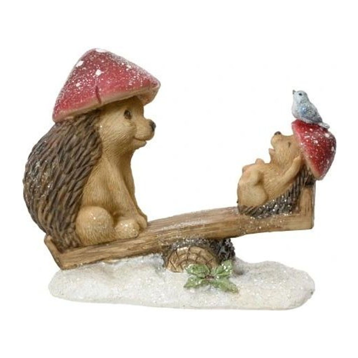 Kaemingk Deko-Figur Igel auf Pilz mit Vögelchen in Mehrfarbig aus Kunstharz - Bild 1