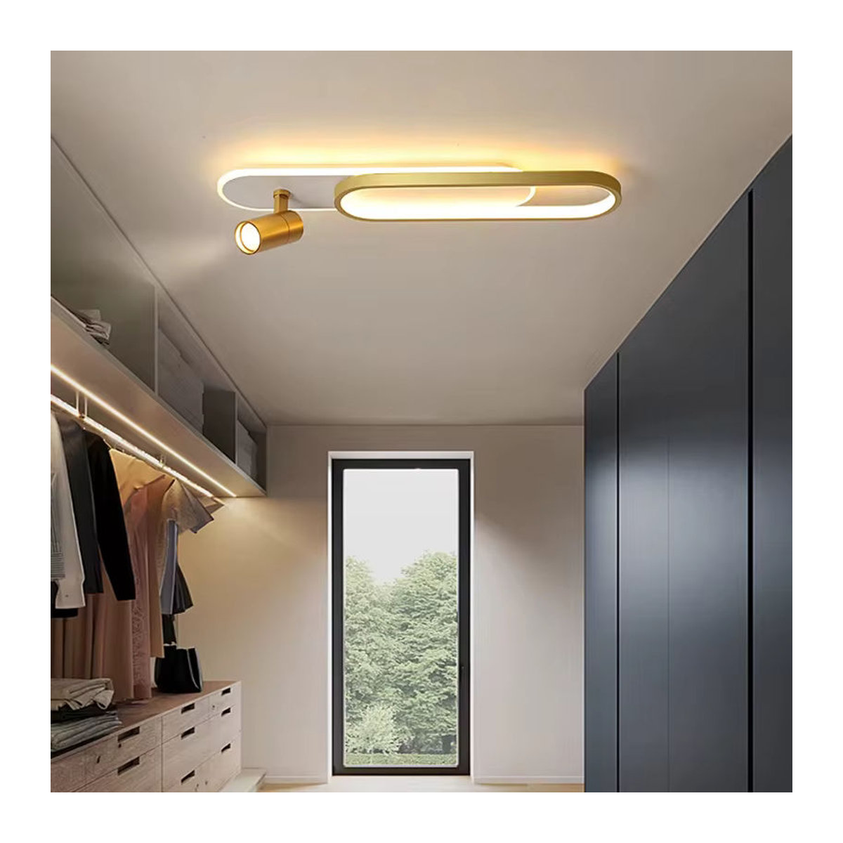 KAGU Minimalistische LED-Deckenleuchte in Weiß mit Schienensystem und dimmbaren Strahlern - Bild 3