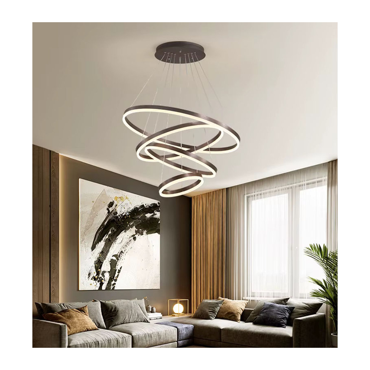 KAGU Moderne LED Pendelleuchte in Schwarz mit Ring-Design für Wohnzimmer Esszimmer und Küche - Bild 3