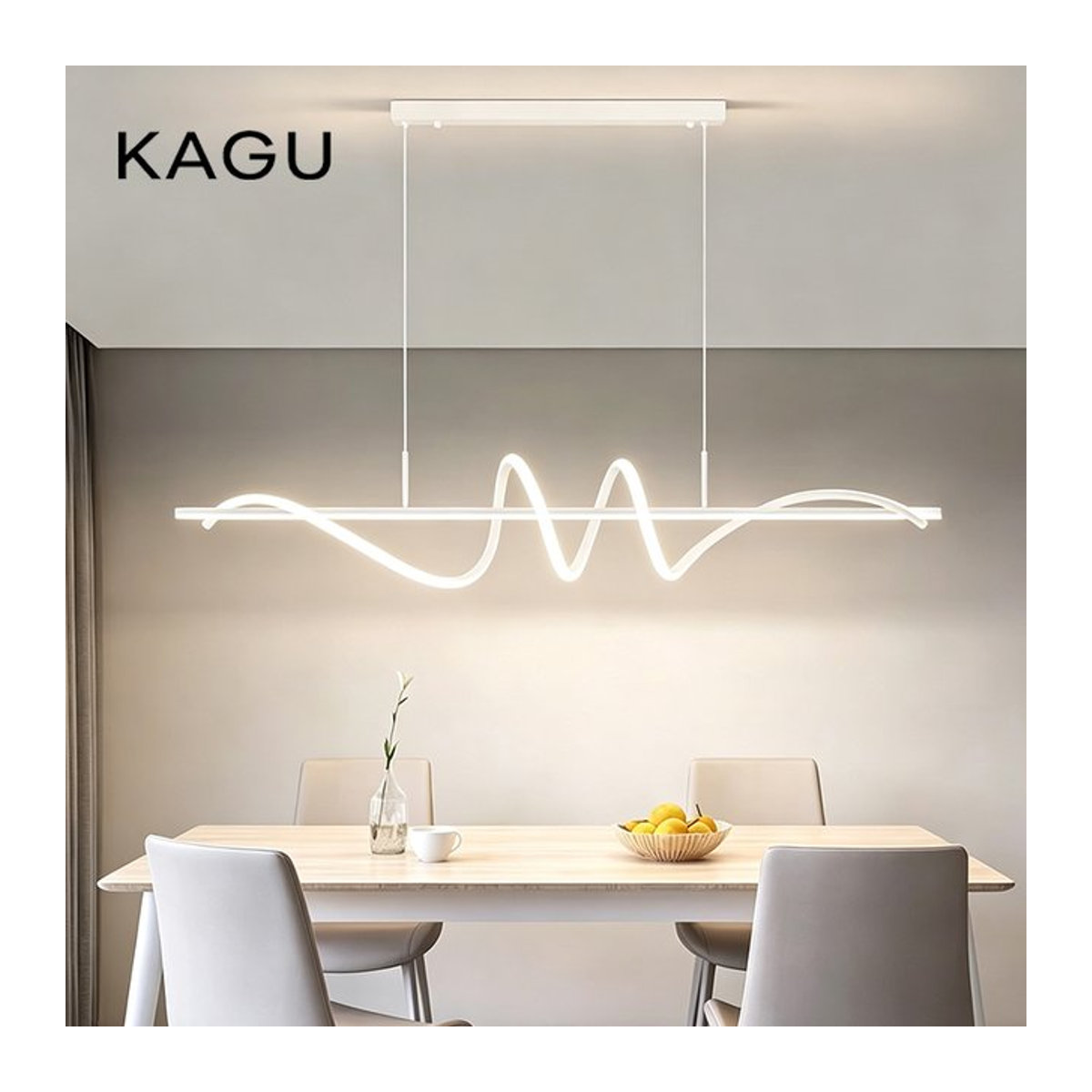 KAGU Moderne LED-Pendelleuchte in Weiß im minimalistischen Design - Bild 1