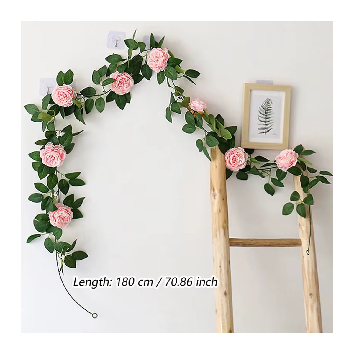 Kahaul Künstliche Pfingstrose Girlande aus Seide und Rattan in Rosa für Wandbehang und Dekoration - Bild 2
