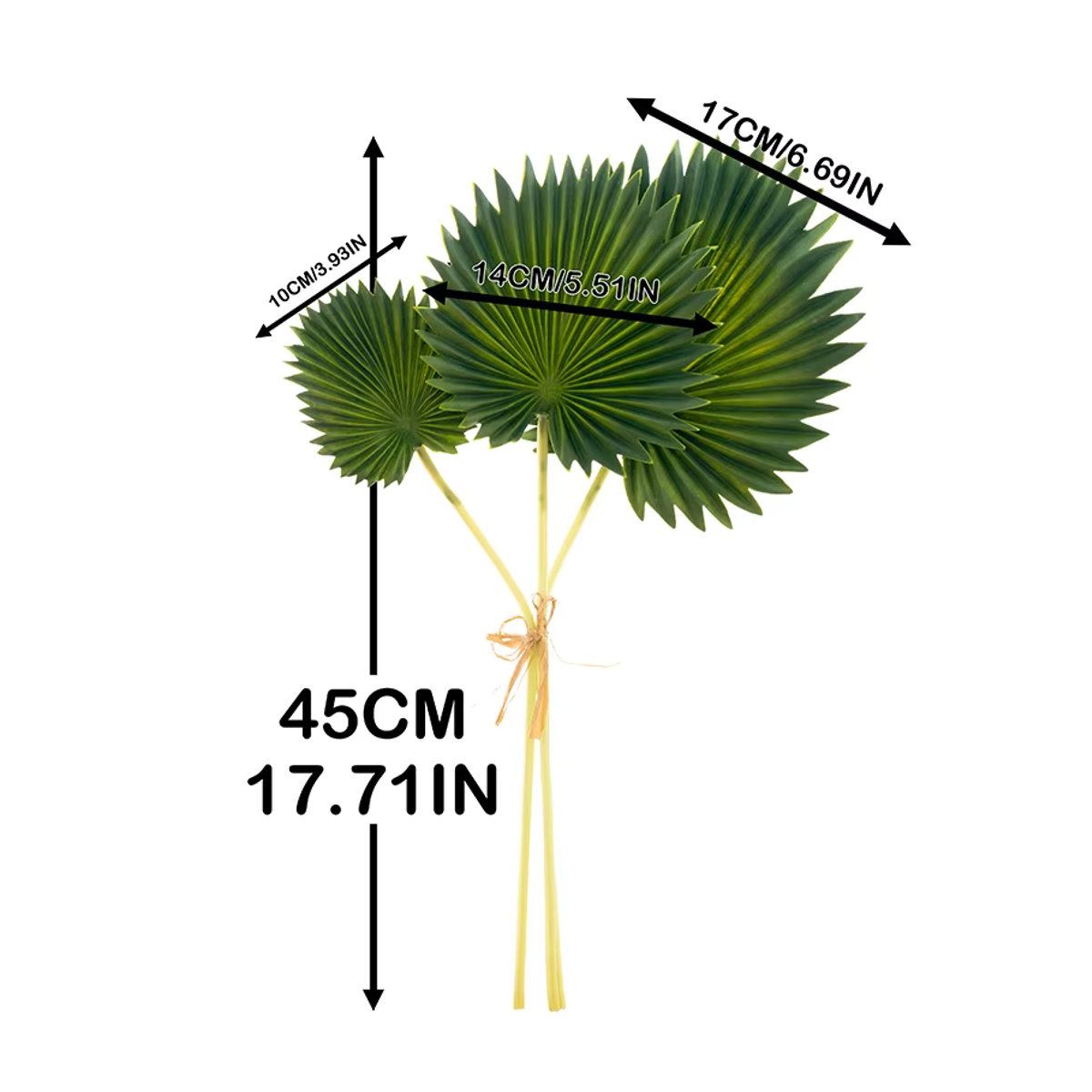 Kahaul Set aus 3 künstlichen tropischen Palmenblättern in Grün für deine DIY Dekoration und Hochzeit - Bild 5