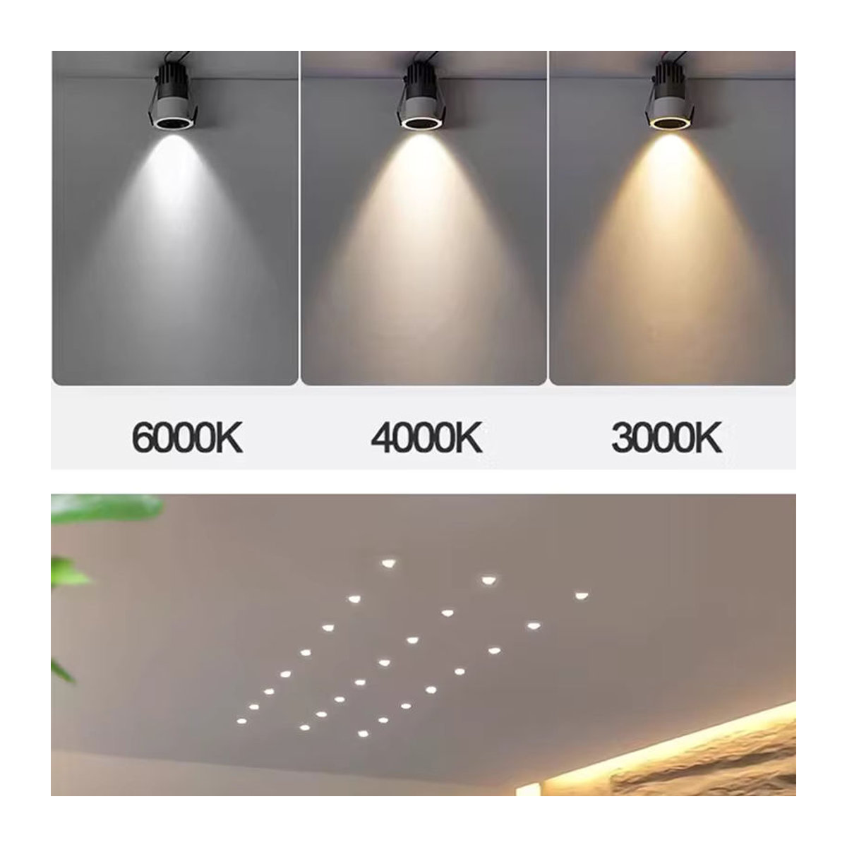 KAISANXINYI Dimmbare LED Einbaustrahler aus Aluminium in Schwarz mit COB-Technik für Home Office und Store - Bild 4