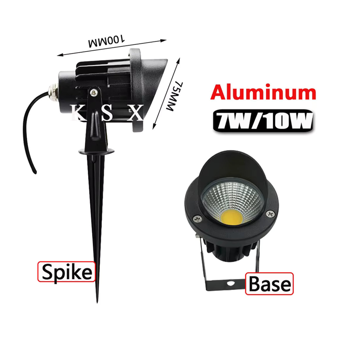 KAISANXINYI LED Außenstrahler für Garten und Landschaft in Schwarz, moderner COB LED Garten-Scheinwerster aus Aluminium, wasserdicht - Bild 2
