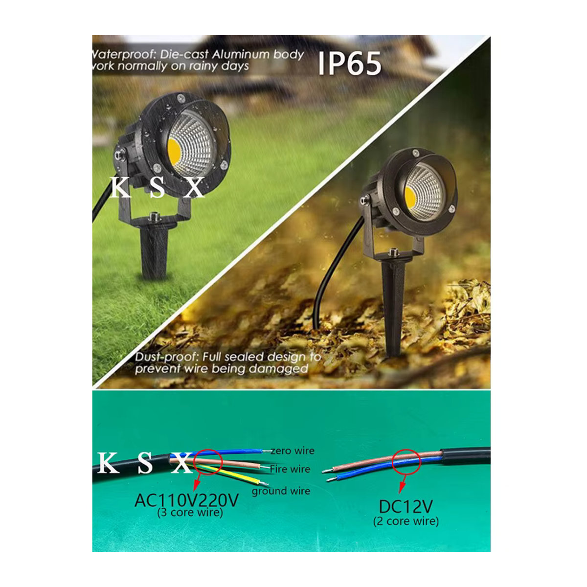 KAISANXINYI LED Außenstrahler für Garten und Landschaft in Schwarz, moderner COB LED Garten-Scheinwerster aus Aluminium, wasserdicht - Bild 5