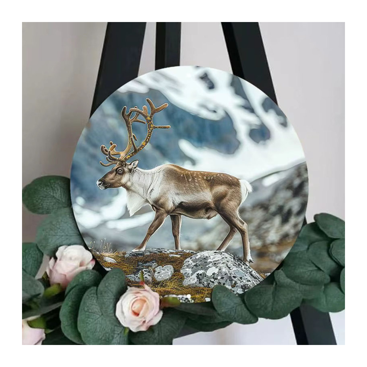 Kaitong Rentier Aluminium-Schild, rund, weiß, Durchmesser: 20,32 cm, wetterfeste Metall-Wanddekoration - Bild 2