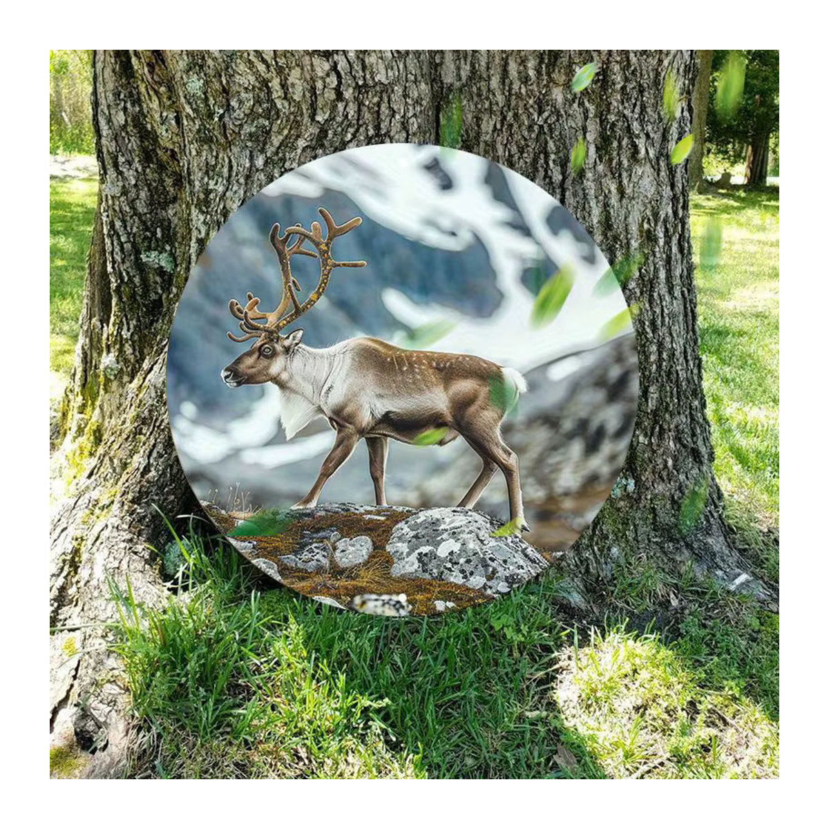 Kaitong Rentier Aluminium-Schild, rund, weiß, Durchmesser: 20,32 cm, wetterfeste Metall-Wanddekoration - Bild 4