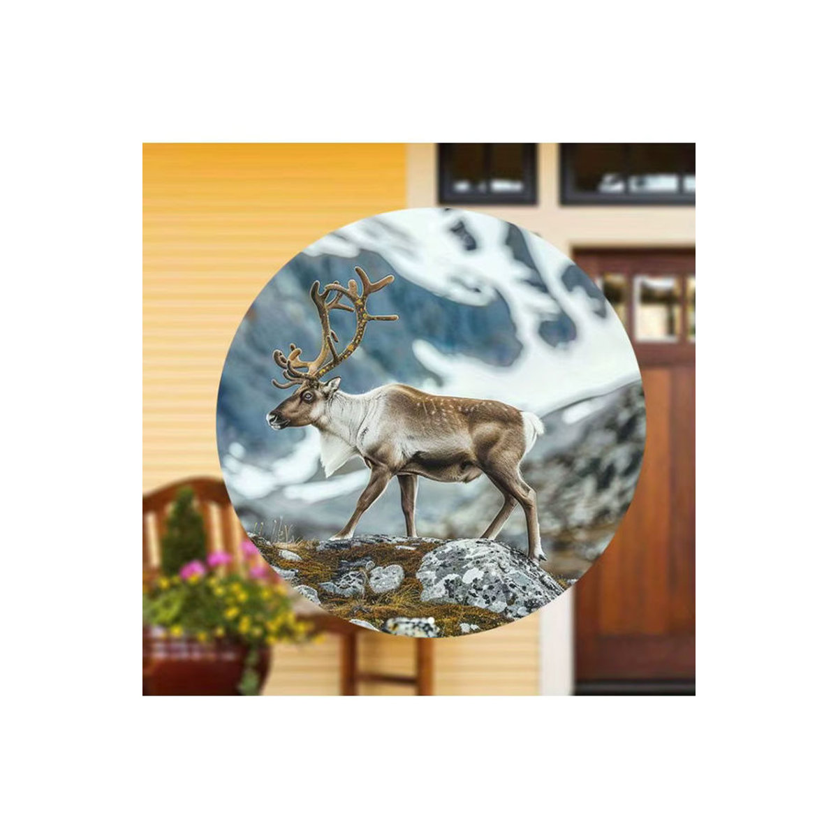 Kaitong Rentier Aluminium-Schild, rund, weiß, Durchmesser: 20,32 cm, wetterfeste Metall-Wanddekoration - Bild 5