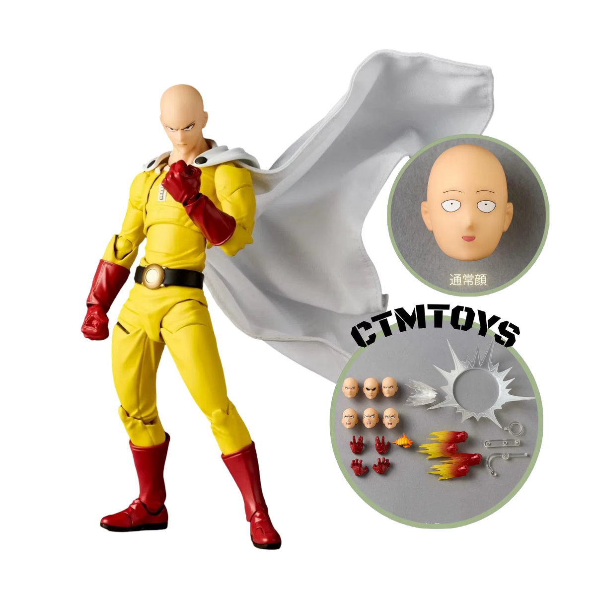 Kaiyodo One Punch Man Saitama Actionfigur Yamaguchi Revoltech aus Kunststoff, Gelb - Bild 5