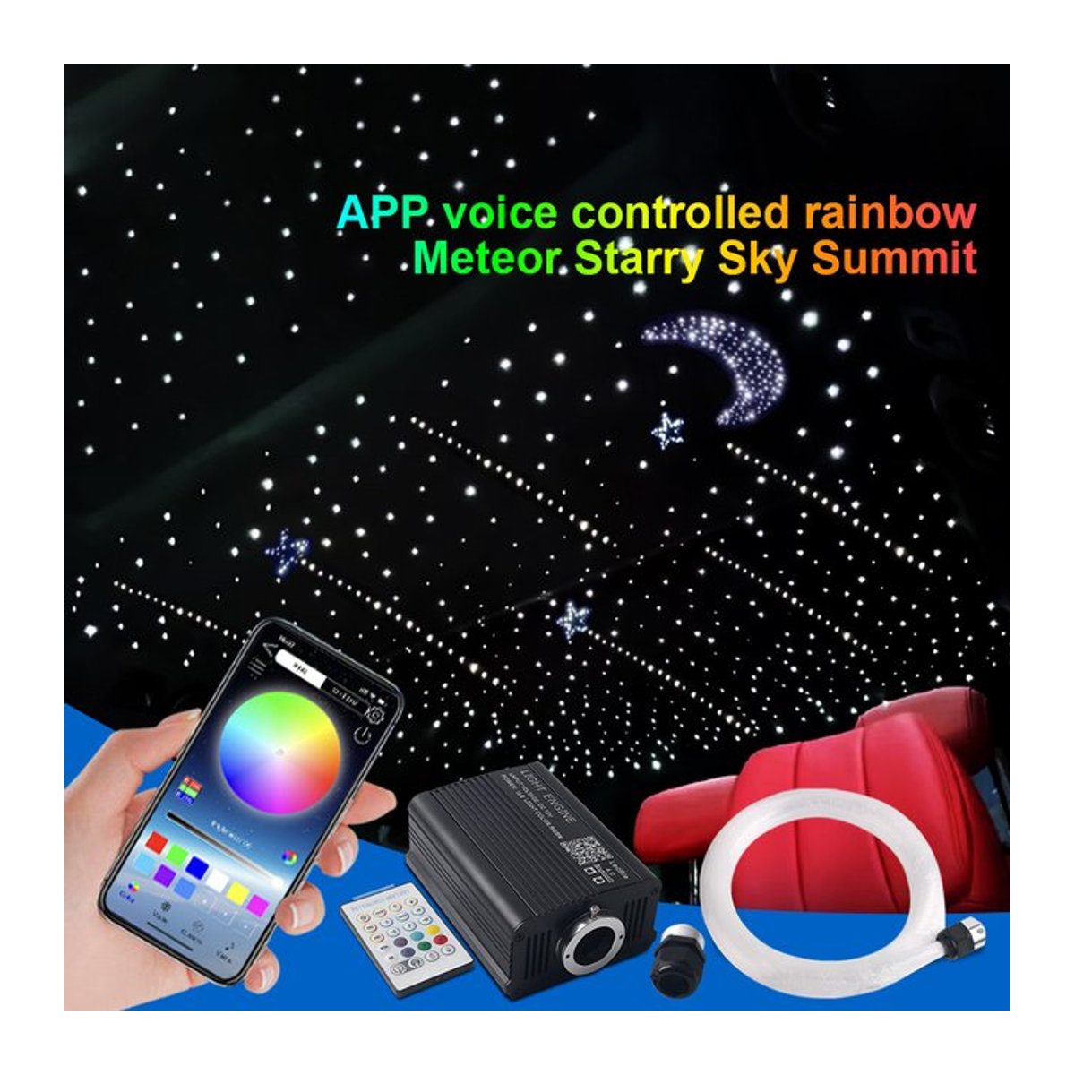 KALADA 16W Auto Sternenhimmel LED Lichtset mit RGBW Fiber Optic und App-Musiksteuerung in Bunt - Bild 1