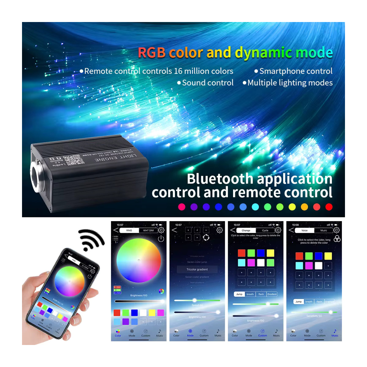 KALADA 16W Auto Sternenhimmel LED Lichtset mit RGBW Fiber Optic und App-Musiksteuerung in Bunt - Bild 4