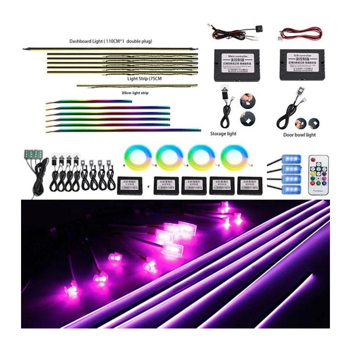 KALADA Symphony LED Umgebungslicht-Lichtstreifen mit Lautsprecher und 213 Farben, Bunt, Länge: 35 cm, 75 cm, 110 cm - Bild 1