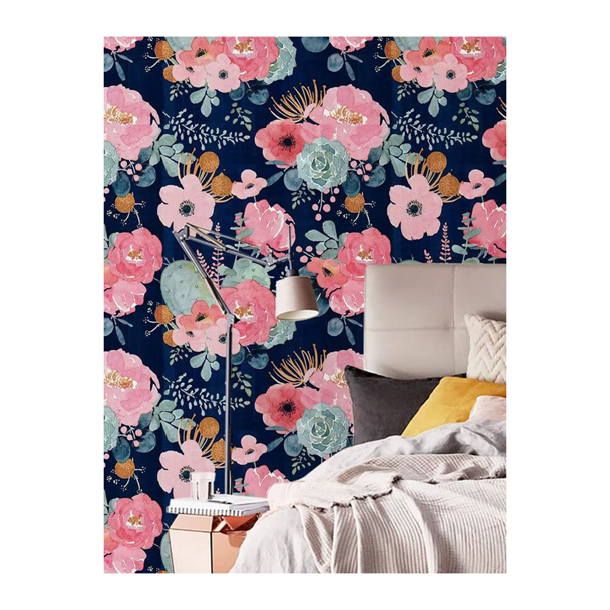 KALYNN Blumen-Wandaufkleber selbstklebend floral in Grau und Mehrfarbig aus Kunststoff für die Wanddekoration - Bild 6