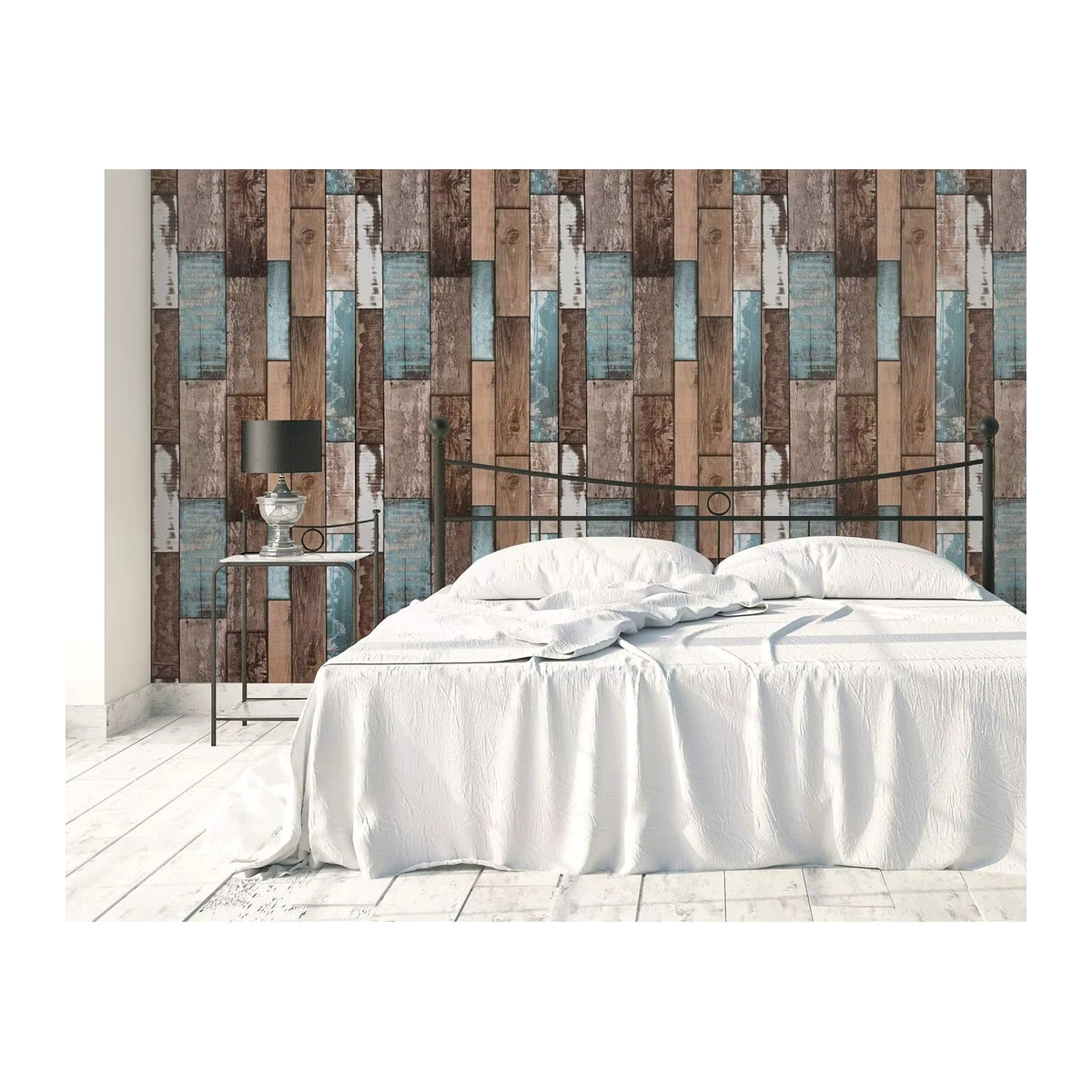 KALYNN Wandaufkleber in Vintage Holzmaserung, wasserfeste PVC Wanddekoration für Schlafzimmer und Möbel, Braun - Bild 2